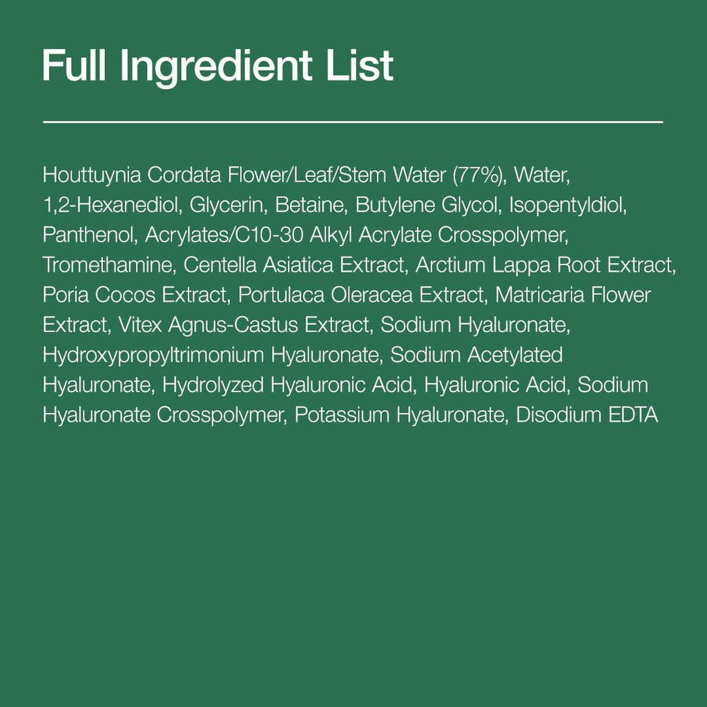 Full ingredient list on a green background