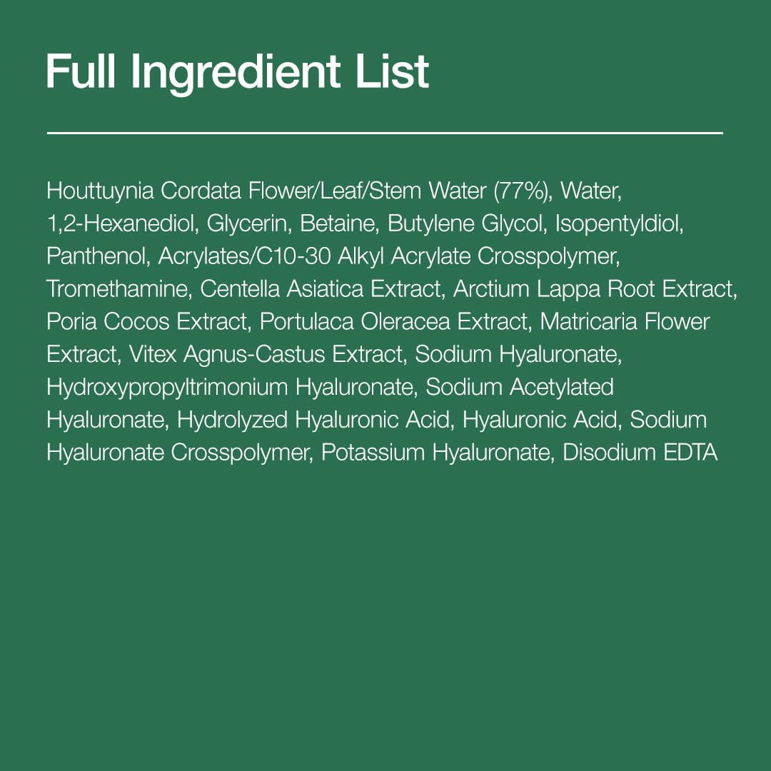 Full ingredient list on a green background