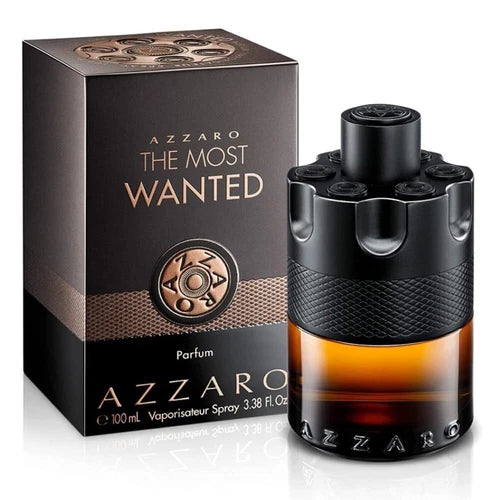 Azzaro The Most Wanted perfume bottle and packaging on a white background