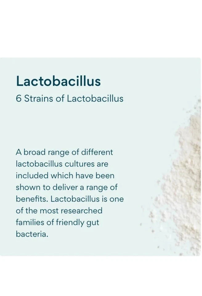 Text about Lactobacillus strains with a blurred background of bacteria.