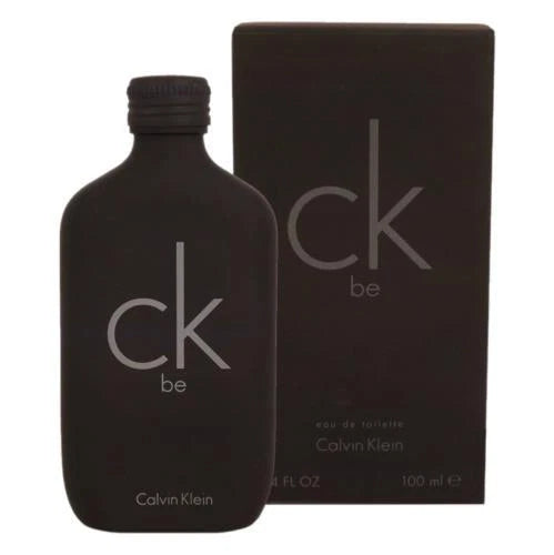 Calvin Be Unisex perfume bottle with a simple, clear rectangular design and minimalist labeling.